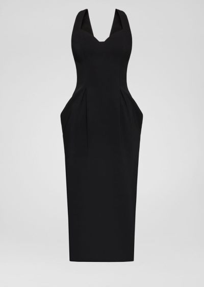 Versace Draped Crêpe Midi φορεμα φορεμα γυναικεια μαυρα | AWOANAH