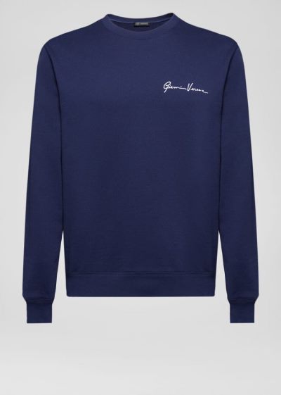 Versace Embroidered GV Signature Sweatshirt Φούτερ ανδρικα μπλε | 0LWZL1J