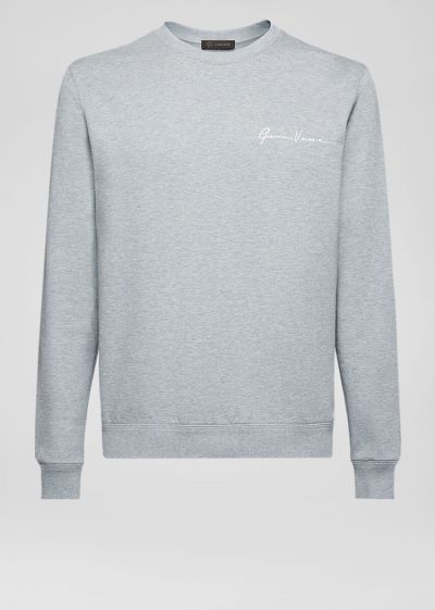 Versace Embroidered GV Signature Sweatshirt Φούτερ ανδρικα γκρι | HEP5GQW