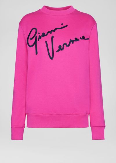 Versace Embroidered GV Signature Sweatshirt Φούτερ γυναικεια ροζ | TBRKCFI
