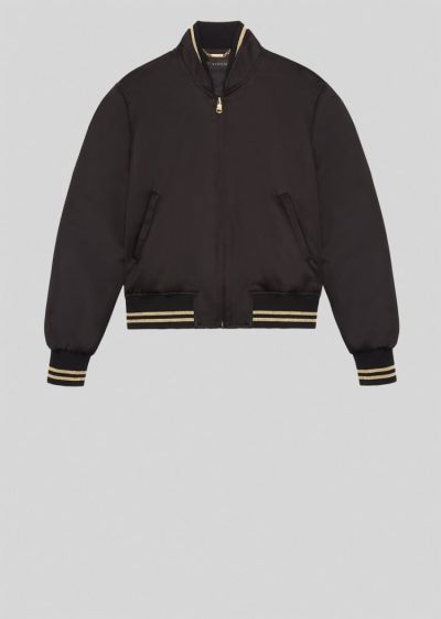 Versace Embroidered Medusa Satin Blouson μπουφαν γυναικεια μαυρα | PE73ADP