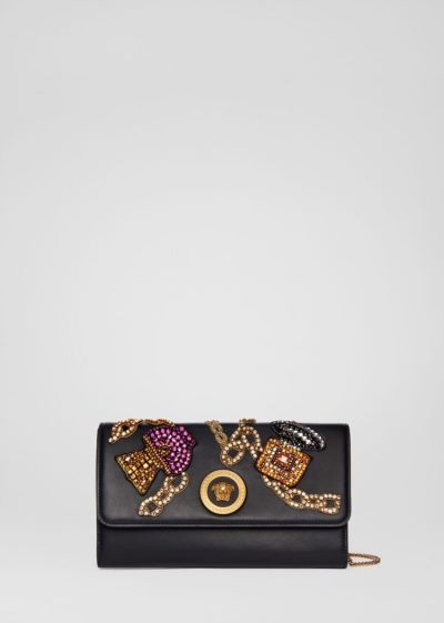 Versace Embroidered Scents Motif Icon Evening Bags γυναικεια μαυρα | WTJT8FX