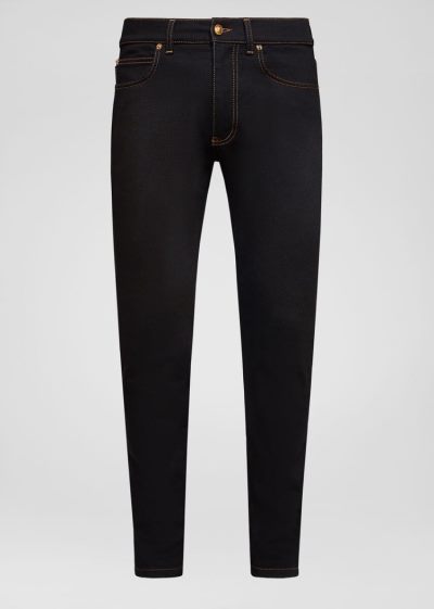 Versace Embroidered Ασφαλείας Pin Jeans τζιν παντελονι ανδρικα μαυρα | MEEFQ2Z