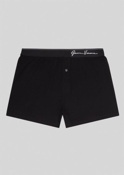Versace GV Signature Border Boxers εσωρουχα ανδρικα μαυρα | HKAYG3L