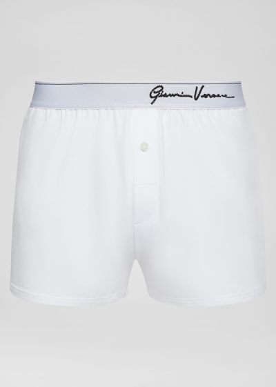 Versace GV Signature Border Boxers εσωρουχα ανδρικα ασπρα | IHDG3GG