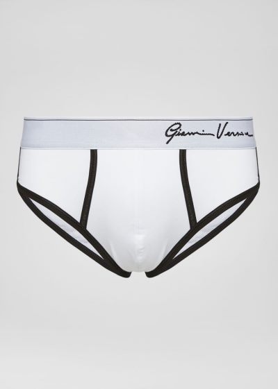 Versace GV Signature Border Briefs εσωρουχα ανδρικα ασπρα | Y4MKNGZ