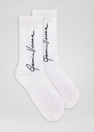 Versace GV Signature Jacquard Socks καλτσεσ ανδρικα μαυρα χρυσο χρωμα | LEC5BQA