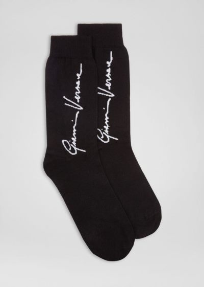 Versace GV Signature Motif Jacquard Socks καλτσεσ ανδρικα μαυρα ασπρα | 7OAV19V