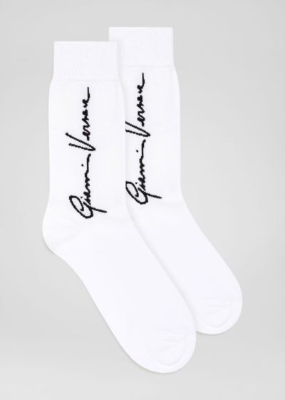 Versace GV Signature Motif Jacquard Socks καλτσεσ ανδρικα ασπρα | 98TN2YS