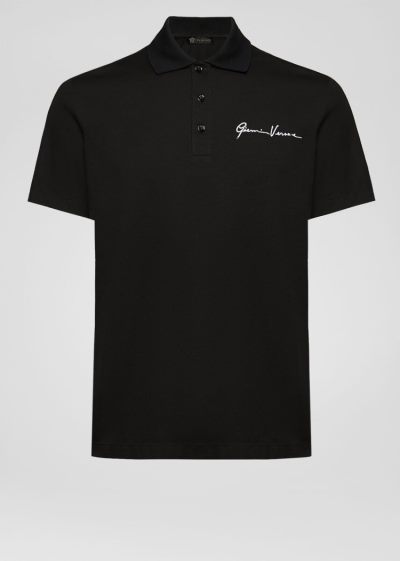 Versace GV Signature Polo Shirt μπλουζακια πολο ανδρικα μαυρα | 67UH556