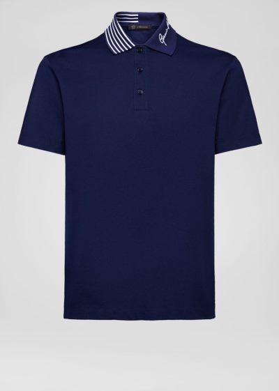 Versace GV Signature Polo Shirt μπλουζακια πολο ανδρικα μπλε | I9R1I4V