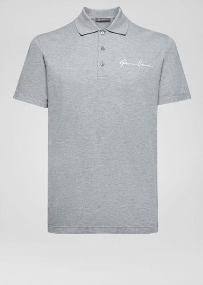 Versace GV Signature Polo Shirt μπλουζακια πολο ανδρικα γκρι | VG06UFQ
