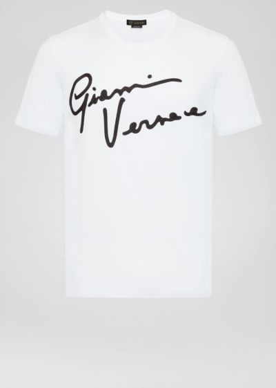 Versace GV Signature T Shirt μπλουζακια ανδρικα ασπρα μαυρα | N77U72Z