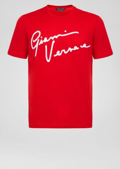 Versace GV Signature T Shirt μπλουζακια ανδρικα κοκκινα | UMMIRBI