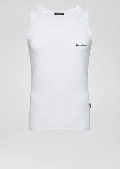 Versace GV Signature Tank Top αμανικα μπλουζακια ανδρικα ασπρα | 81OAPKI