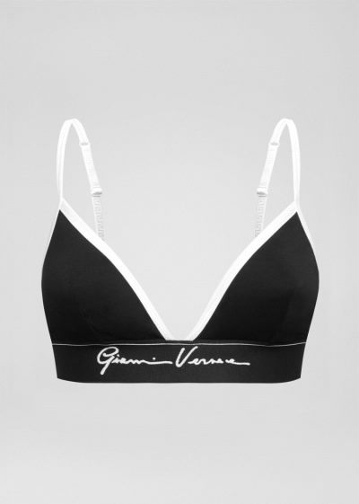 Versace GV Signature Triangle Bralette εσωρουχα γυναικεια μαυρα | 6U3LK3Q