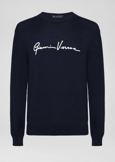 Versace GV Signature πουλοβερ Πουλόβερ ανδρικα μπλε | HBN4FGN