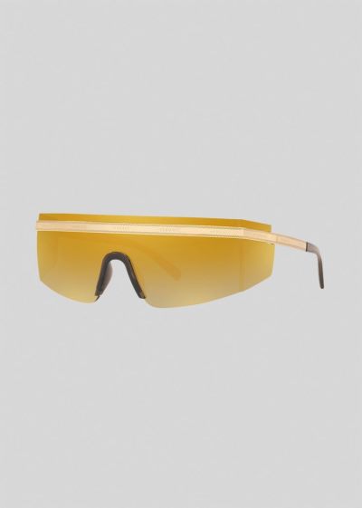 Versace Gold Logomania Visor γυαλια ηλιου ανδρικα χρυσο χρωμα | 5TVQ48T