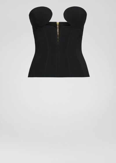 Versace Graphic Neckline Bustier Top Αριστος γυναικεια μαυρα | 7IDY9S9