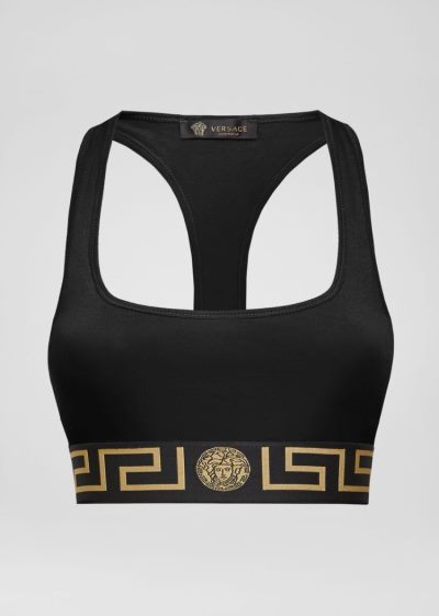 Versace Greca Border Bralette εσωρουχα γυναικεια μαυρα | OUJLSUE