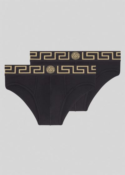 Versace Greca Border Briefs Bi-Pack εσωρουχα ανδρικα μαυρα | RR2D813