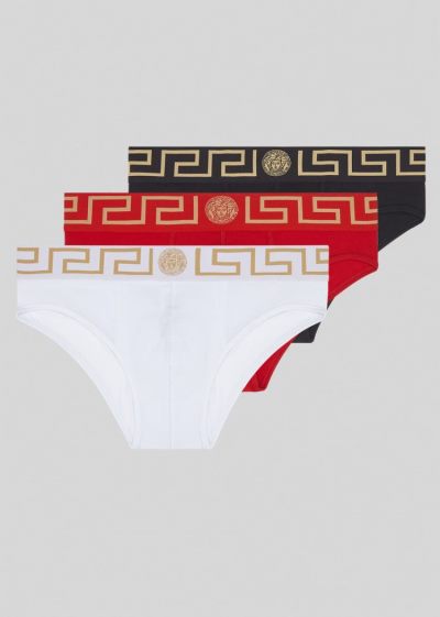 Versace Greca Border Briefs Tripac εσωρουχα ανδρικα κοκκινα | 2KUDW17