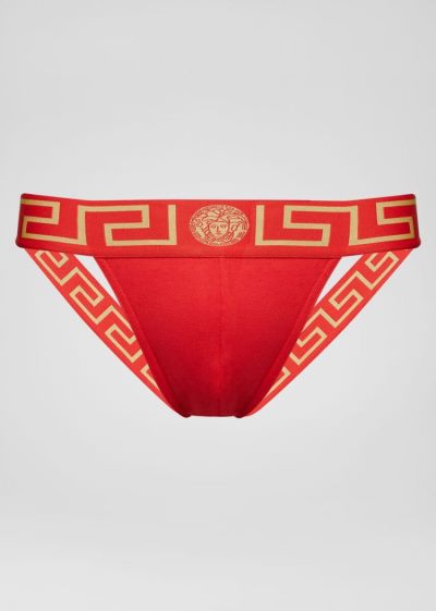 Versace Greca Border Jockstrap εσωρουχα ανδρικα κοκκινα | BLPCH0D
