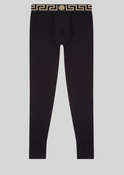 Versace Greca Border Long Underwear εσωρουχα ανδρικα μαυρα | 9B57RI1