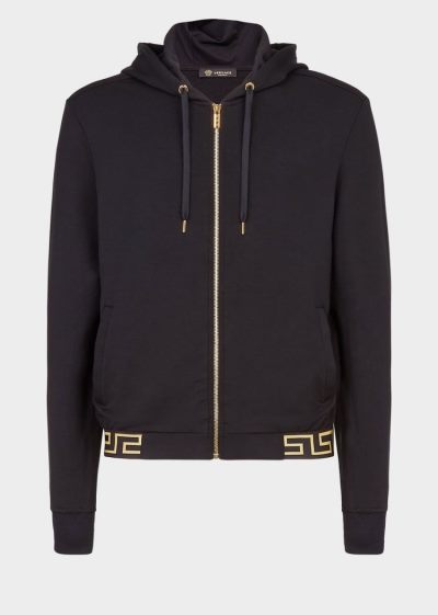 Versace Greca Border Lounge Jacket μπουφαν ανδρικα μαυρα | J4EJZJQ