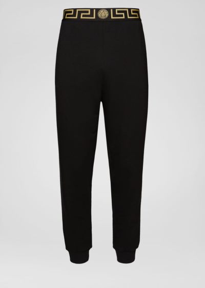Versace Greca Border Lounge Trousers παντελόνι ανδρικα μαυρα | N1CL2JR