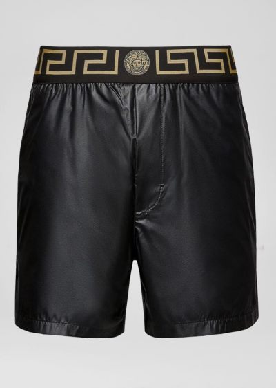 Versace Greca Border Print Swim Trunks μαγιό ανδρικα μαυρα | RHVVENK