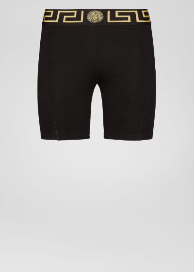 Versace Greca Border Shorts σορτσ γυναικεια μαυρα | 9F35JDO