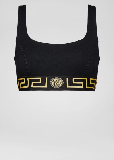 Versace Greca Border Sports Bra αθλητικα σουτιεν γυναικεια μαυρα | X8PBM6D