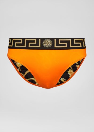 Versace Greca Border Swim Briefs μαγιό ανδρικα πορτοκαλι | 2X3P6BA