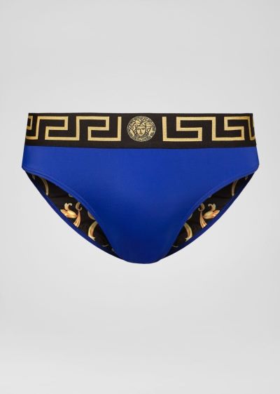 Versace Greca Border Swim Briefs μαγιό ανδρικα μπλε | 5CDCCW7
