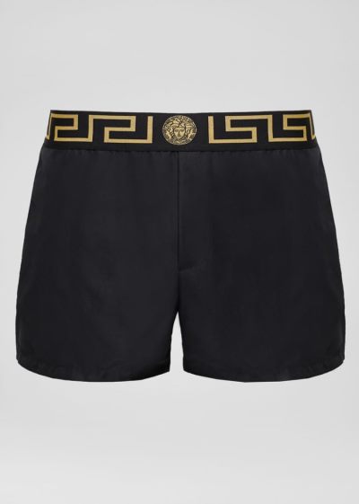Versace Greca Border Swim Shorts μαγιό ανδρικα μαυρα | LVJ5NK0