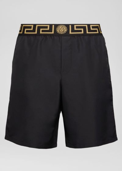 Versace Greca Border Swim Trunks μαγιό ανδρικα μαυρα | 19WTVUZ
