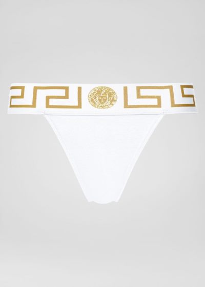 Versace Greca Border Thongs εσωρουχα γυναικεια ασπρα | CZLYB4A