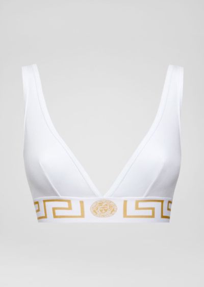 Versace Greca Border Triangle Bralette εσωρουχα γυναικεια ασπρα | BSUFU0J