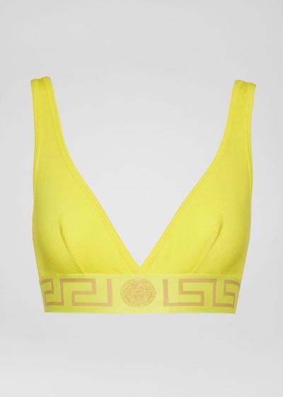 Versace Greca Border Triangle Bralette εσωρουχα γυναικεια κίτρινα | TXDQKBW