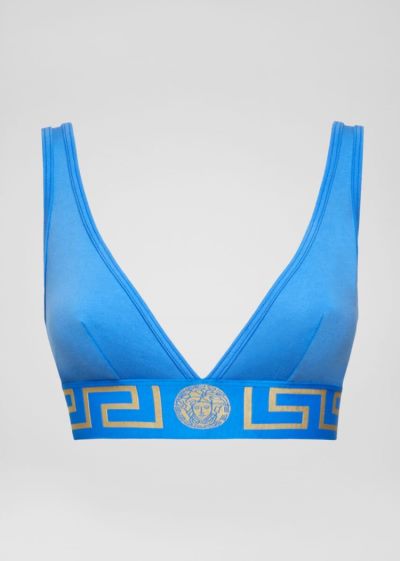 Versace Greca Border Triangle Bralette εσωρουχα γυναικεια μπλε | WTUVCWA
