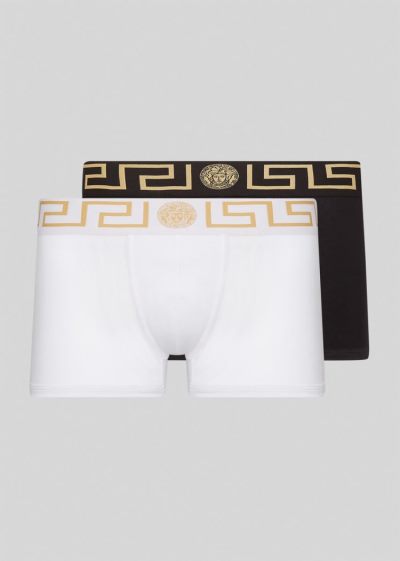 Versace Greca Border Trunks εσωρουχα ανδρικα μαυρα ασπρα | 1H3TXID