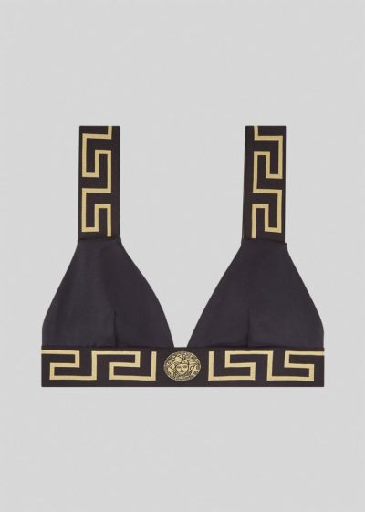 Versace Greca Border Μπικίνι Top μαγιό γυναικεια μαυρα | ZPR6H0N