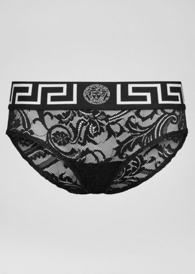 Versace Greca Border δαντελα Briefs εσωρουχα γυναικεια μαυρα | 1VZ855F