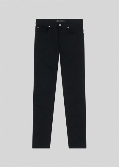 Versace Greca Pattern Jacquard Jeans τζιν παντελονι ανδρικα μαυρα | ON5GVHJ