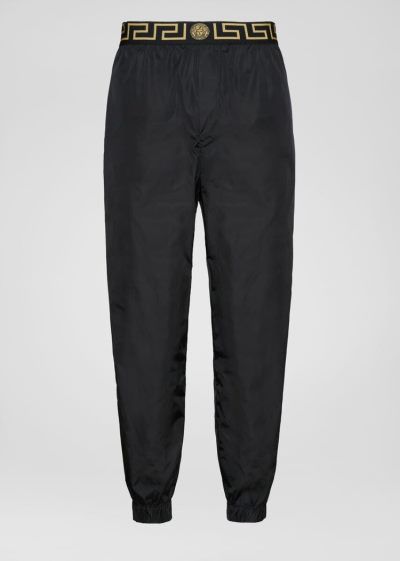 Versace Greco Border Print Gym Pants παντελονι ανδρικα μαυρα | DY5QOQK