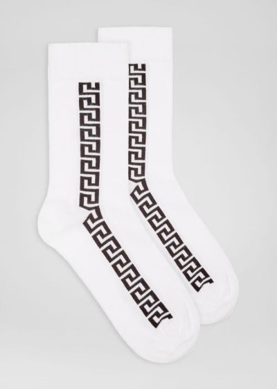 Versace Greek Key Socks καλτσεσ ανδρικα ασπρα | OQX3E7M