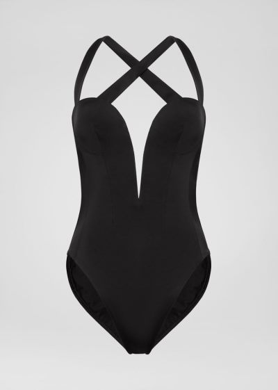 Versace Heritage Neckline One-Piece Swimsuit μαγιό γυναικεια μαυρα | HAU4O8D