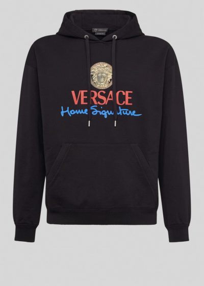 Versace Home Signature Hoodie Φούτερ ανδρικα μαυρα | H5OLOVA