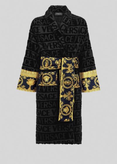 Versace I ♡ Baroque Bathrobe Μπουρνούζια ανδρικα μαυρα | 485U443